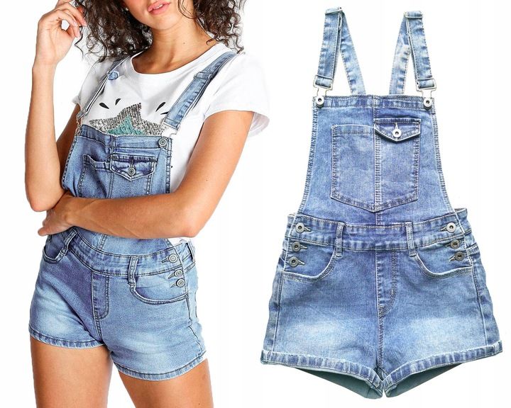 Spodenki Ogrodniczki Damskie Jeansowe Mom Fit Jeans