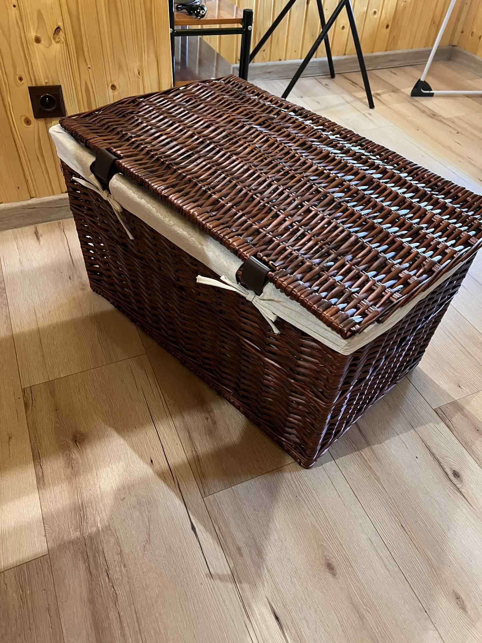 kufer wiklinowy pojemnik kosz brązowy organizer na zabawki pranie 160L