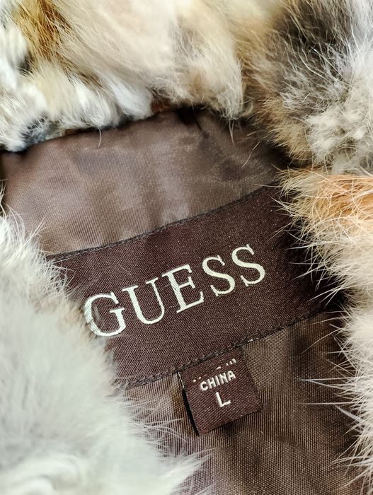 Brązowy Damski Skórzany Płaszcz Guess