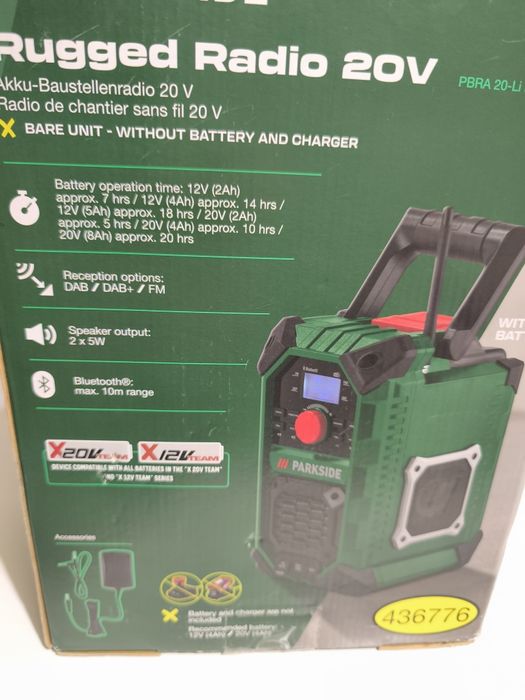 Radio portátil Parkside 12v * 20v * 220v
