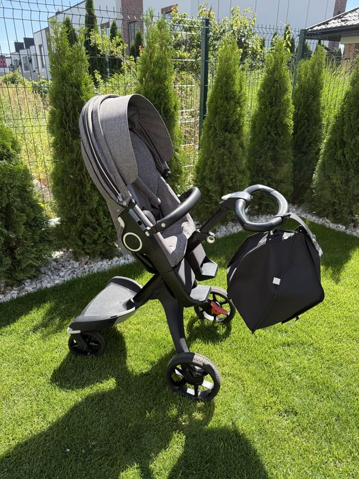 коляска Stokke Xplory V6 меланж cybex з чорною ручкою 2 в 1