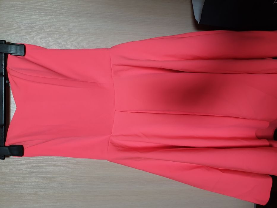 Neonowa różowa sukienka bombka bez ramion r. XS S śliczna