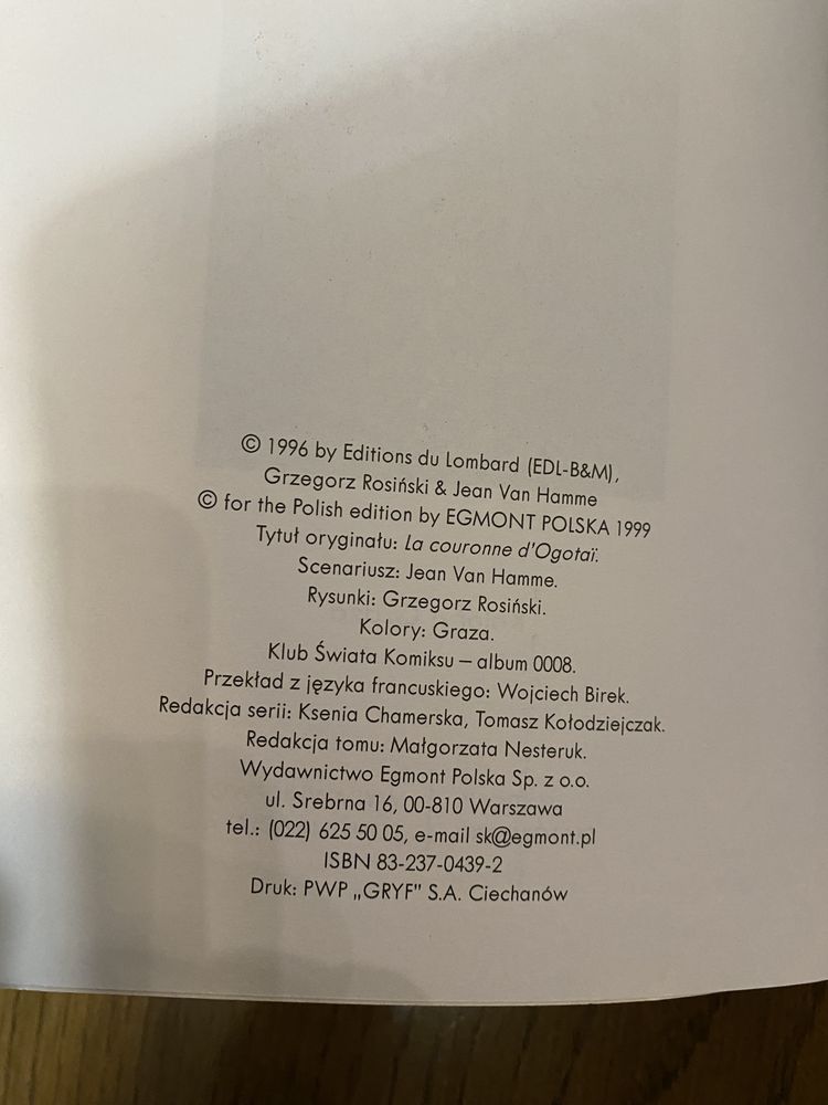 Thorgal tom 21 Korona Ogotaia 1999 Egmont Jean Van Hamme