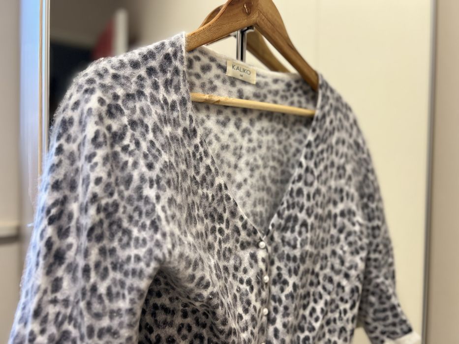 Angora sweter sweterek kardigan panterka pepard print zwierzący