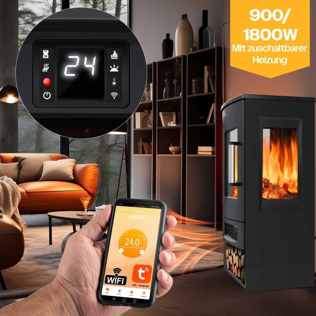 Kominek elektryczny stojący z funkcją smart WiFi KESSER 900/2000 W
