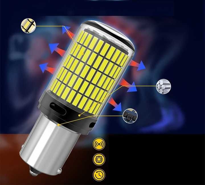 Żarówki P21W 1156 BA15S LED 144 LED Biały Canbus 2 szt Mocna Wsteczny