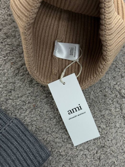 Шапка Ami чорна/ шапка амі молочна/ зимня шапка амі тепла/ сіра/бежева