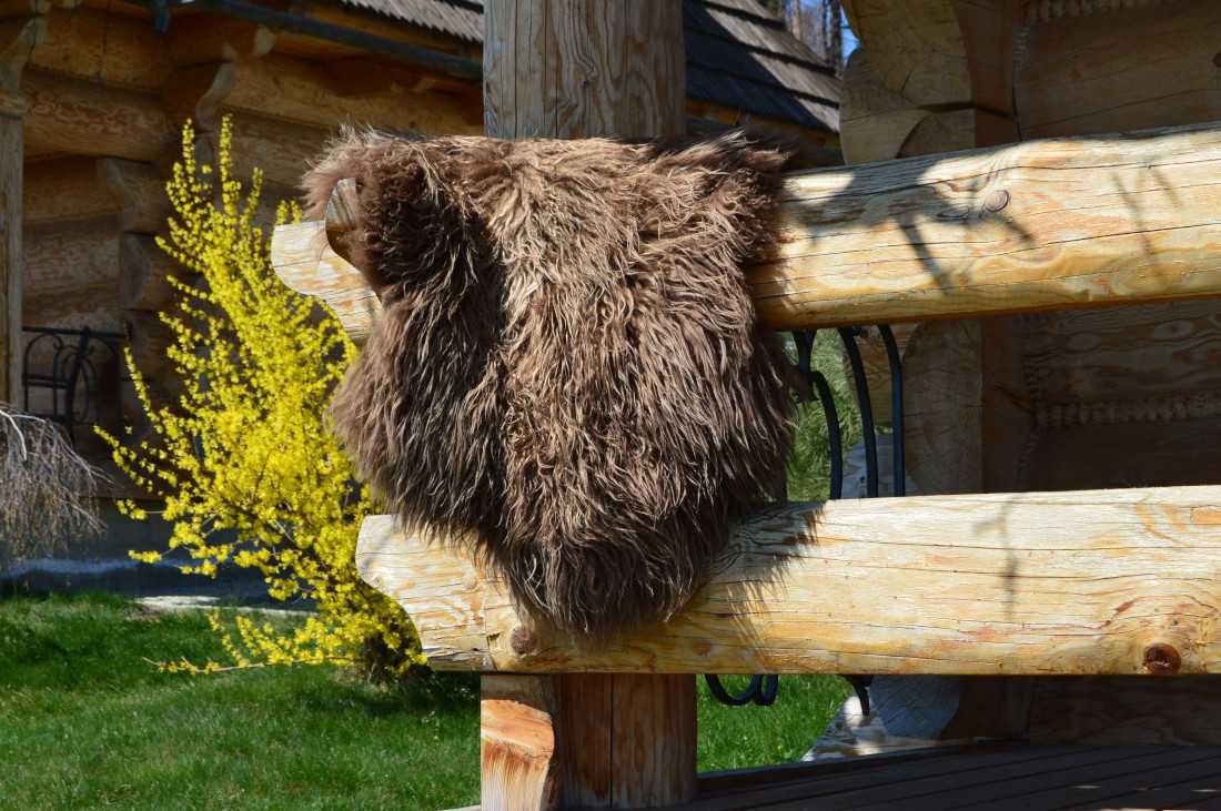 Naturalna Skóra Owcza Długi Kręcony Włos Brązowa Bryza
