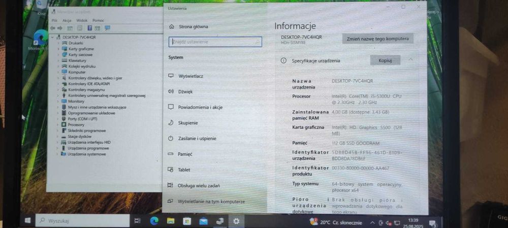 Intel NUC energooszczędny miniPC HDn-5i5MYBE i5-5300u Nvme 120GB Win
