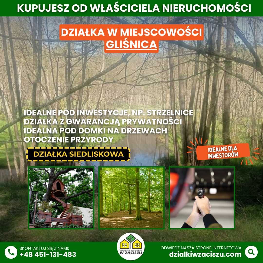 Działka Gliśnica - Kaszuby - z gwarancja braku sąsiadów .