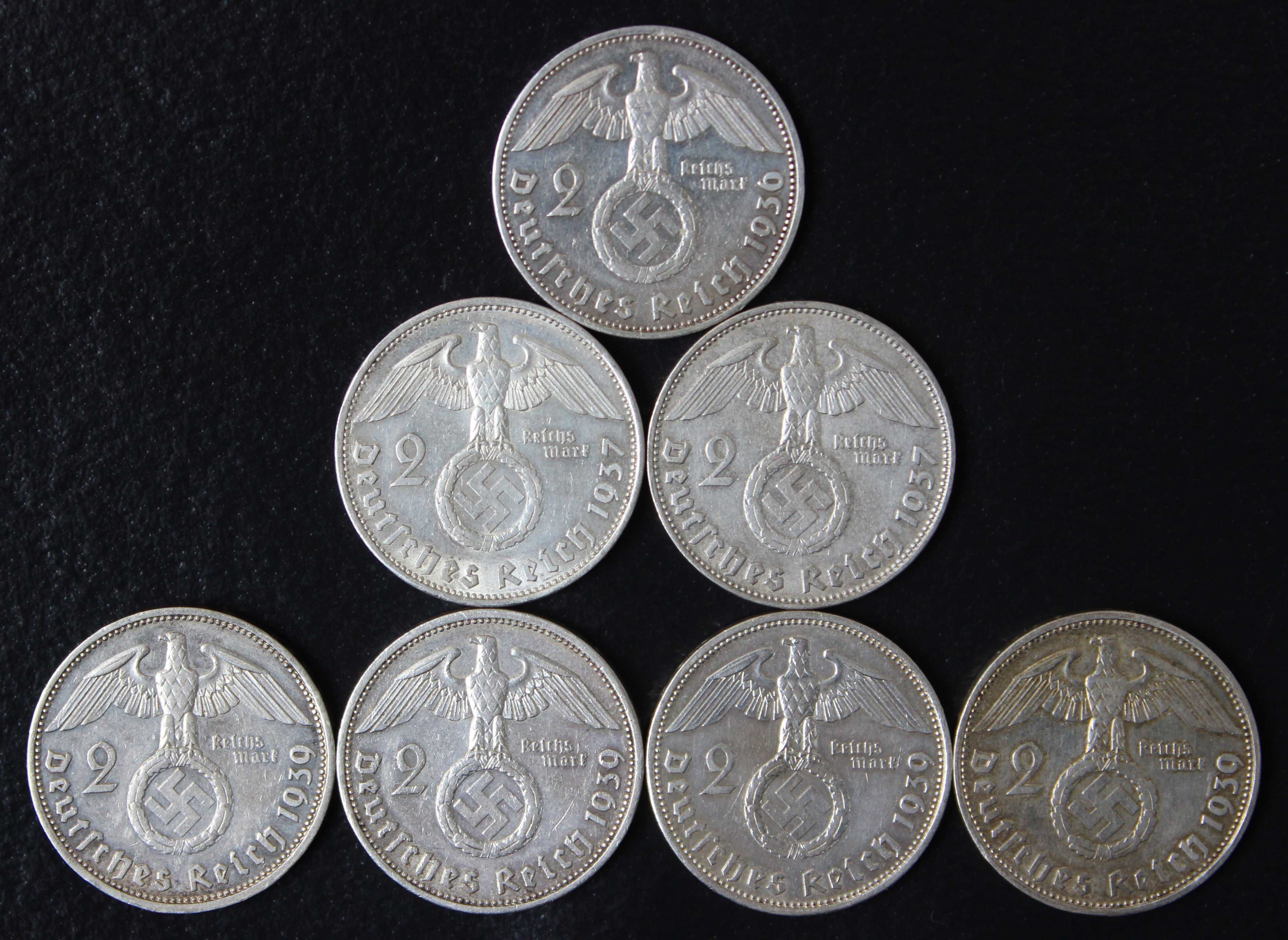 монета 2 марки 1933,1934,1936,1937,1938,1939,серебро