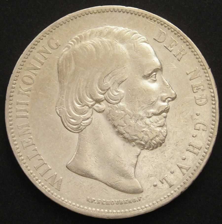 Holandia 2,5 guldena 1874 - król Willem III   - srebro  .
