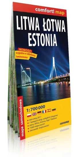 Litwa, Łotwa i Estonia. Mapa samochodowa 1:700 000 ExpressMap (Nowa)