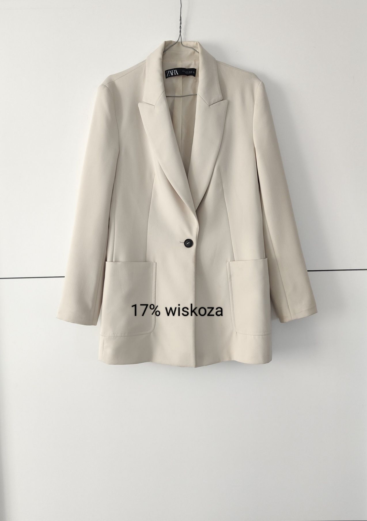 Marynarka Zara 36 S kremowa beżowa wiskozowa przedłużana
