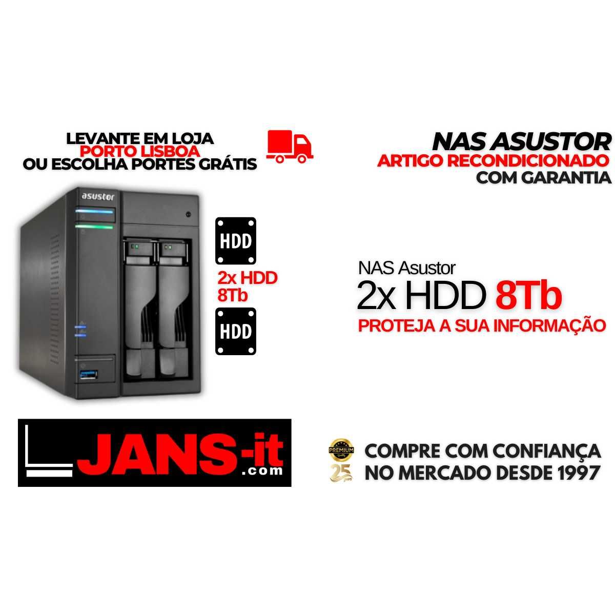 NAS Asustor - 2x HDD 8TB - O seu Backup Seguro