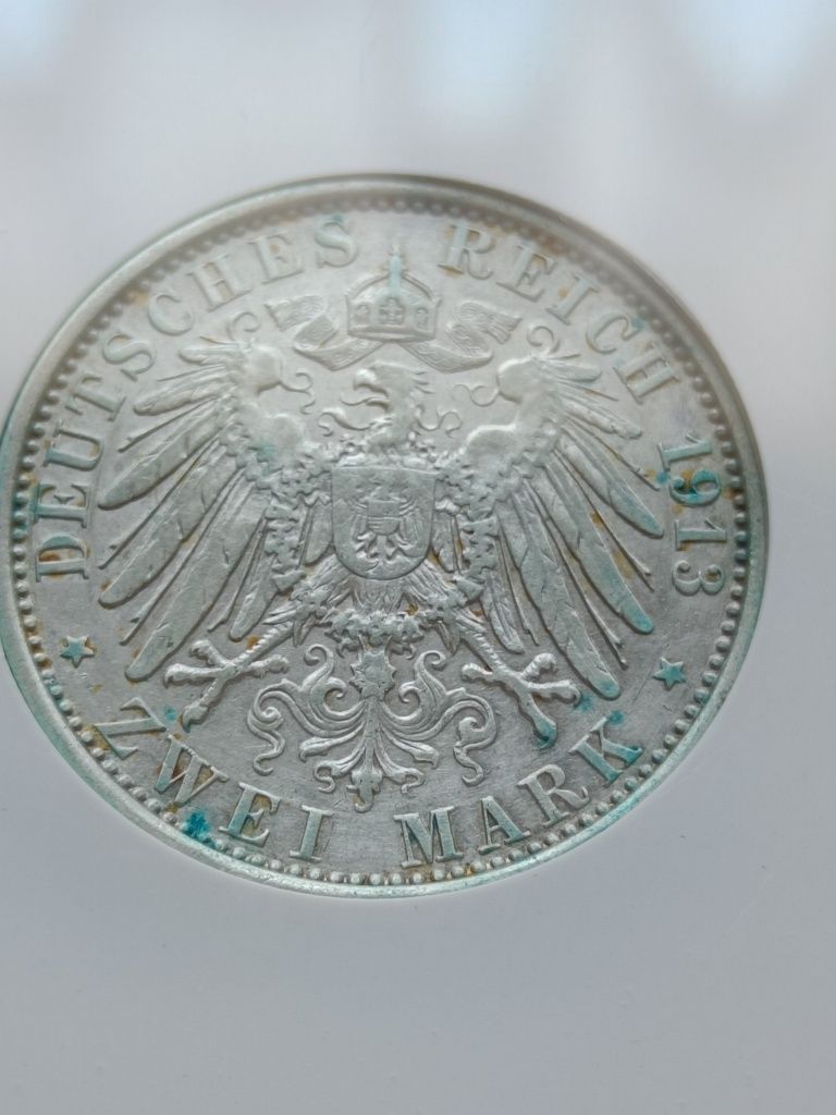 2 marki 1913r. Niemcy cesarstwo Wilhelm w mundurze srebro slab
