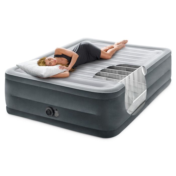 Materac łóżko do spania dwuosobowy z pompką 203x152 cm INTEX POKROWIEC