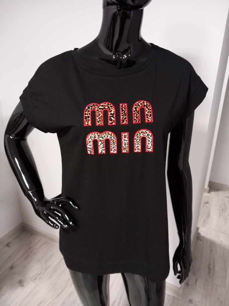Bluzka T-shirt Justti czarny miu miu M38
