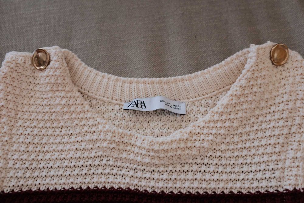 Top em Malha às Riscas da Zara Tamanho M–L (38–42)