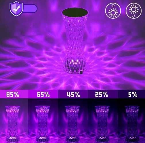 LAMPA lampka nocna DOTYKOWA stojąca LED kryształowa dekoracja