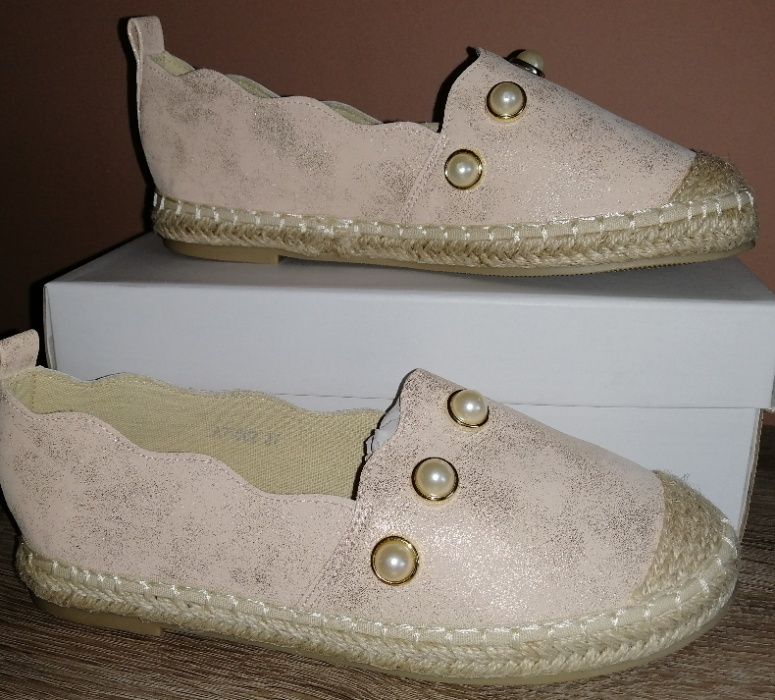 Różowe espadryle z mieniącym się brokatem rozm. 37
