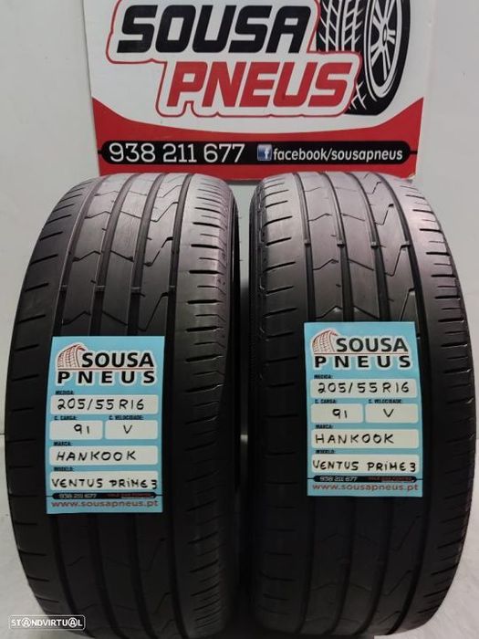 2 pneus semi novos 205-55r16 hankook - oferta dos portes