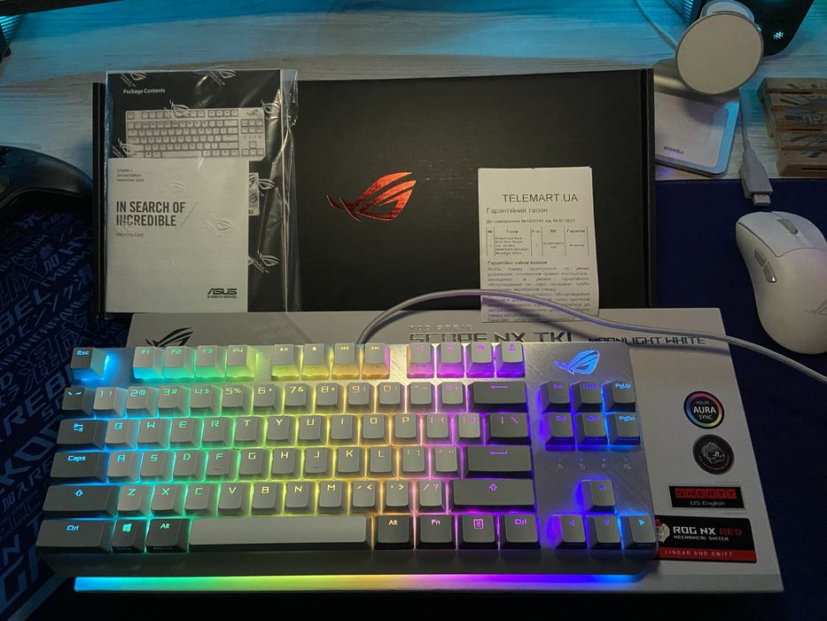 Клавіатура Asus ROG Srix NX TKL Moonlight white