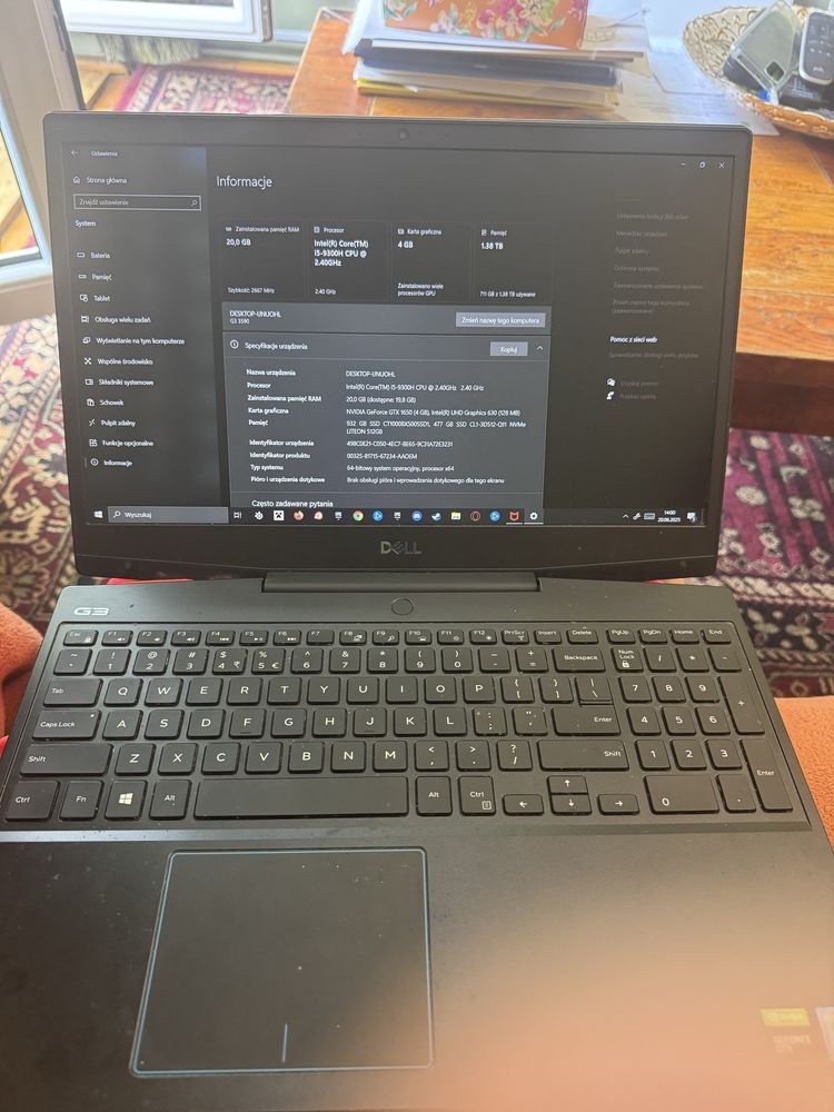 Dell G3 3590 i5 , 20 gb ram , 1,5 TB. Super stan