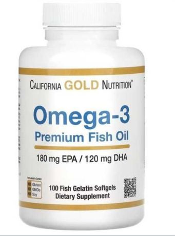 ОРИГИНАЛ Омега-3 кислоты рыбий жир США California Gold Nutrition 100шт