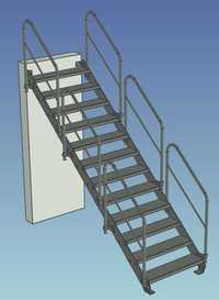 Schody ocynkowane z zakresem regulowanej wysokości 221 cm - 299 cm