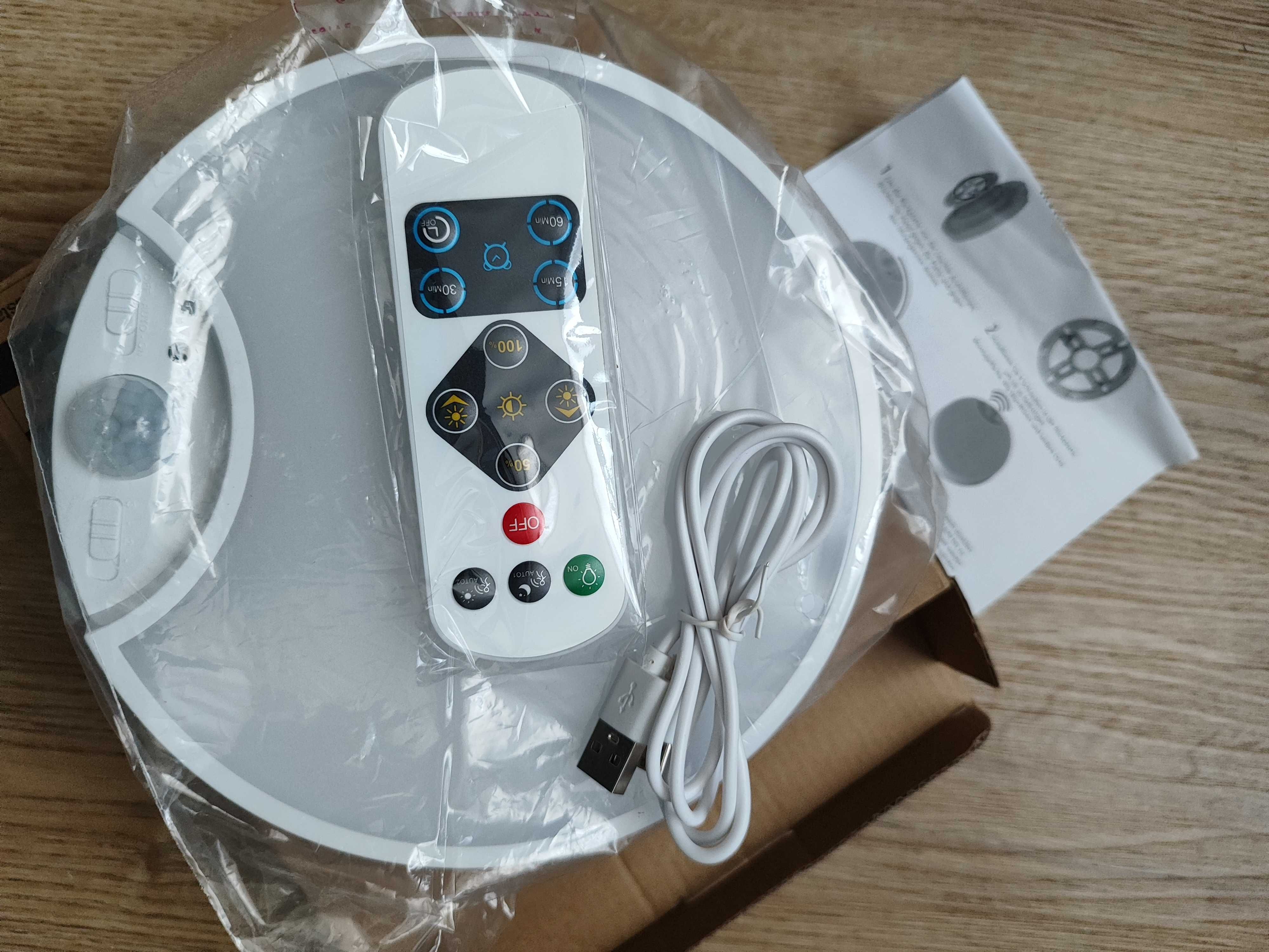 Lampa sufitowa USB! LED z czujnikiem ruchu, ściemniana, pilot, 3 tryby