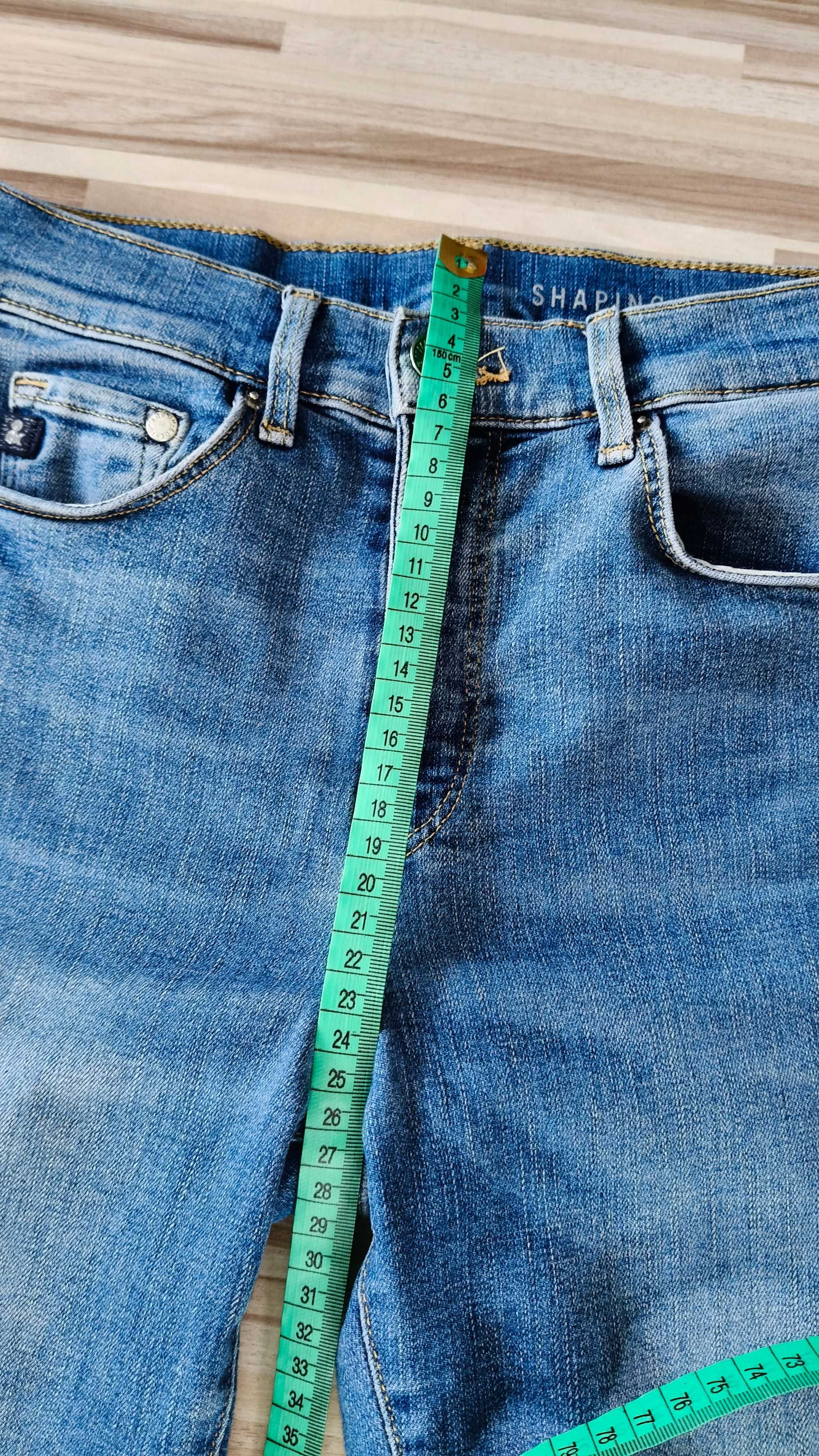 Elastyczne jeansy niebieskie, stan średni/wysoki, XS/S, Denim