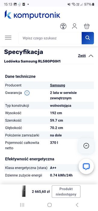 Sprzedam lodówkę Samsung