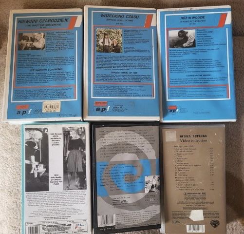kaseta video VHS Czarodzieje Pociąg Nóż w wodzie Wniebowzięci