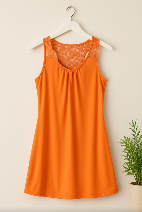 Bluzka sukienka letnia tunika pomarańczowa szerokie ramiączka Reserved