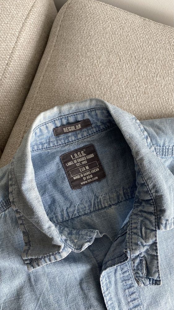 H&M męska koszula denimowa M 38 bawełna 100% kurtka jeans