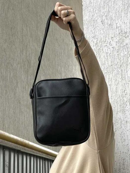 Сумка барсетка мужская черная эко кожа пума