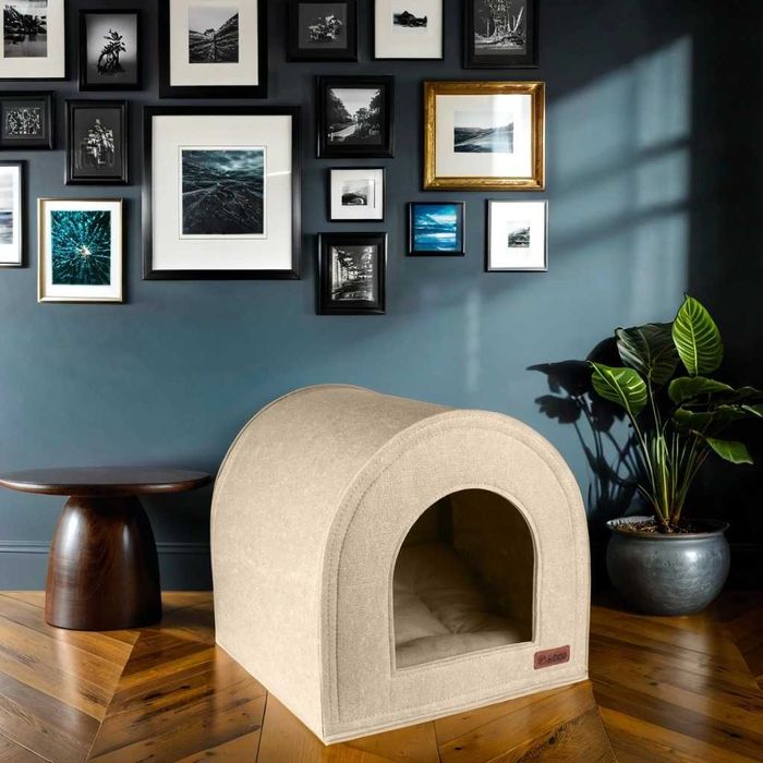 Будиночок "Хатка" для собаки або кота, р.S (35*35*35см) сірий, повсть