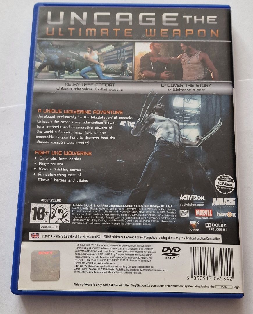 Gra X-Men Origins Wolverine na PS2 PAL