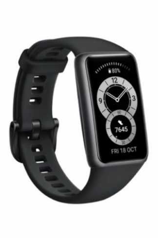 Smartwatch, opaska sportowa Huawei Band 6 czarny + ładowarka biała