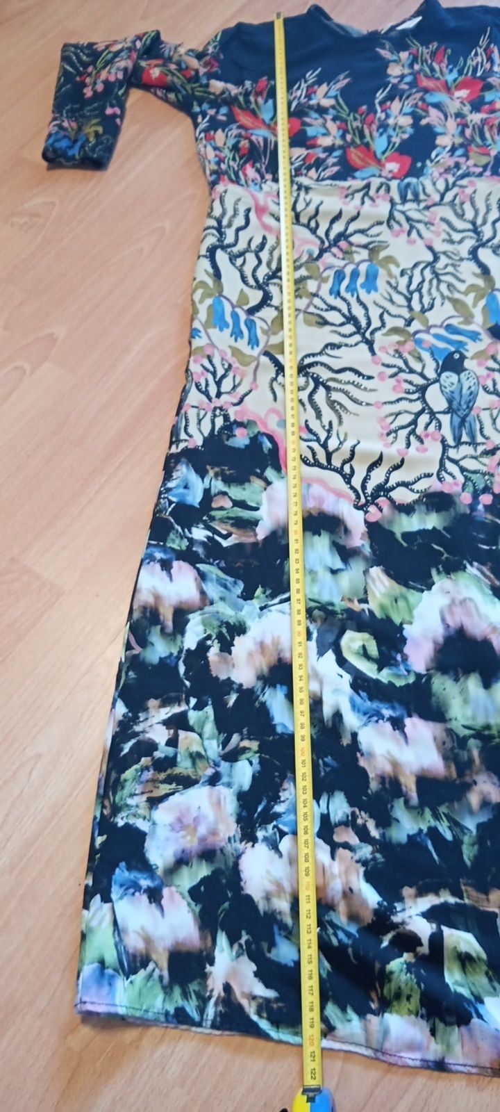 Sukienka MIDI z długim rękawem w kwiaty H&M r.38/M wiskoza