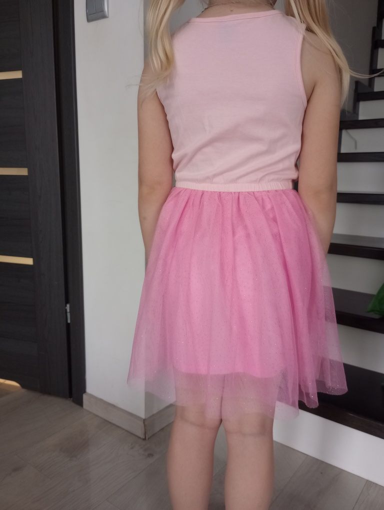 Letnia sukienka dla dziewczynki tiulowa z brokatem