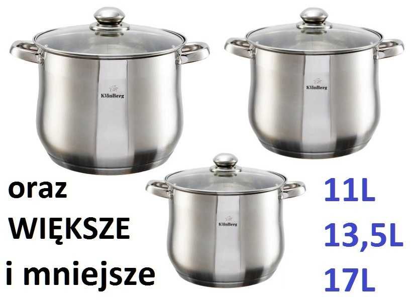 Zestaw DUŻYCH garnków Stalowych na INDUKCJĘ,Gaz..komplet z GRUBYM dnem
