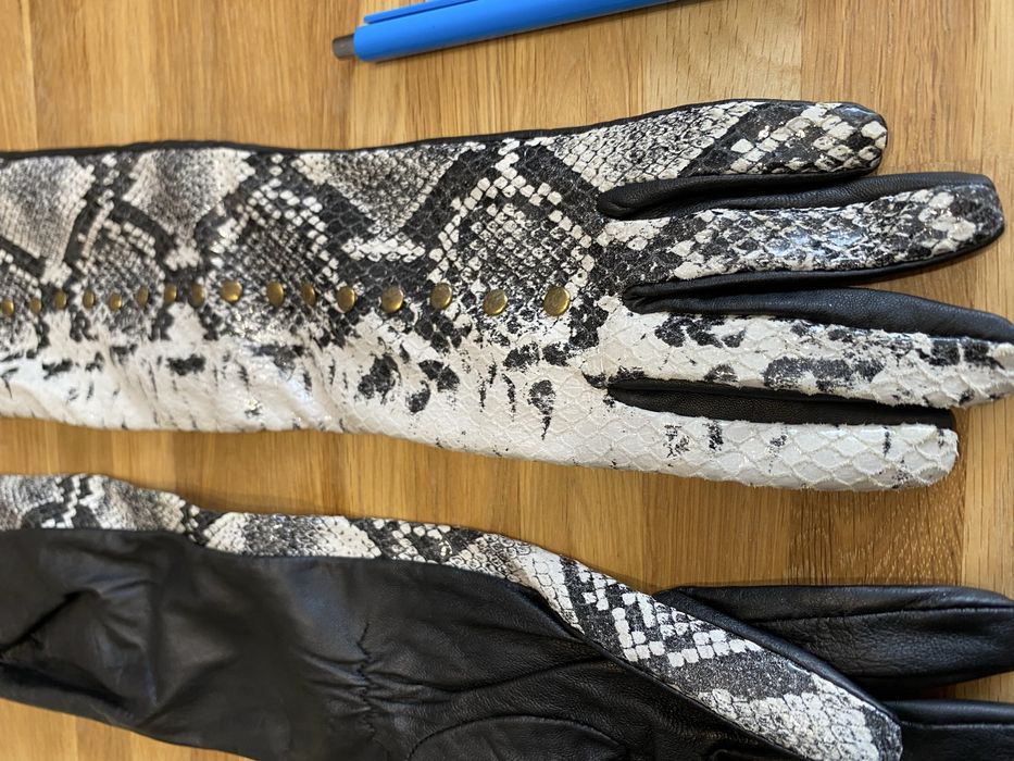 Rękawiczki długie skórzane, wąż