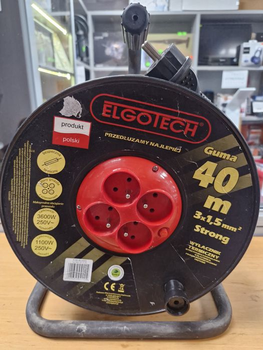 Przedłużacz Elgotech 40m 3x1.5mm guma 3600w