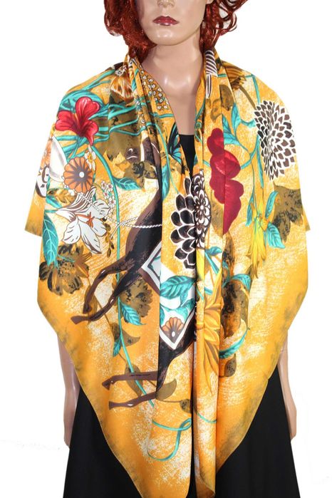 C1-8 Ogromna Jedwabna Chusta SILK Prezent 130x130