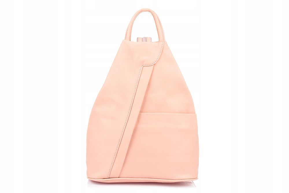 Różowy Vera Pelle włoski Plecak Skórzany damski plecaczek do pracy