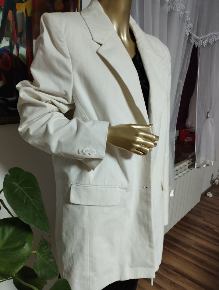 Biała długa marynarka oversize Basic Hollywood Glamour na-kd S | 36