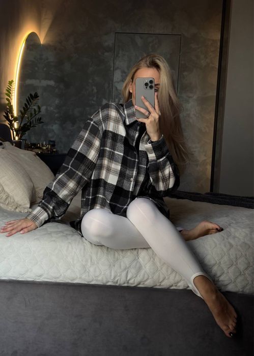 Сорочка в клітинку тепла, сорочка оверсайз, сорочка жіноча осіння