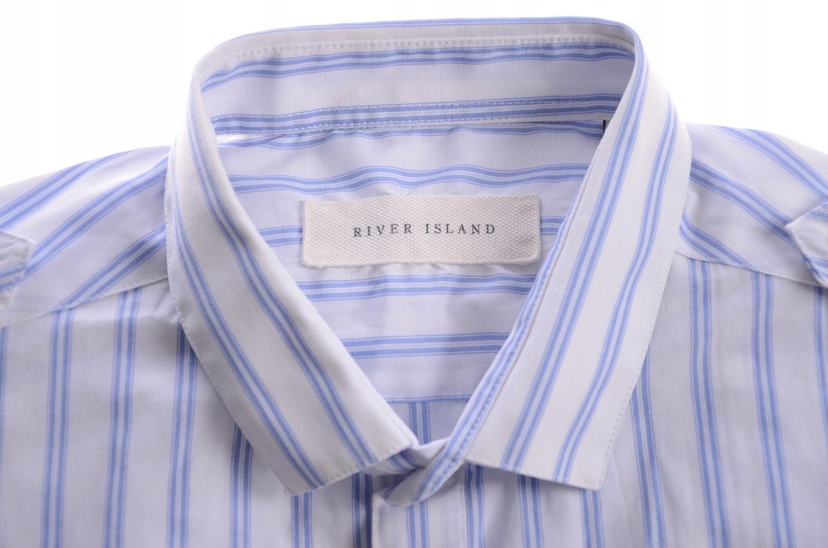 RIVER ISLAND koszula w błękitne prążki S k 37